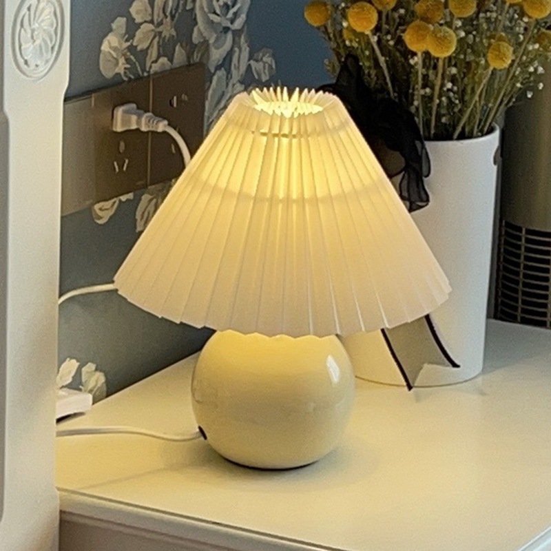 Gefaltete Keramik-nachttischlampe Gemütliche & Einstellbare Atmosphäre-lsw