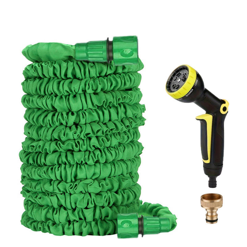 Dehnbarer Gartenschlauch 25ft (7,5m) Mit Mehrfach-modus Spritzpistole - Komplettset (gelb & Schwarz)-lsw