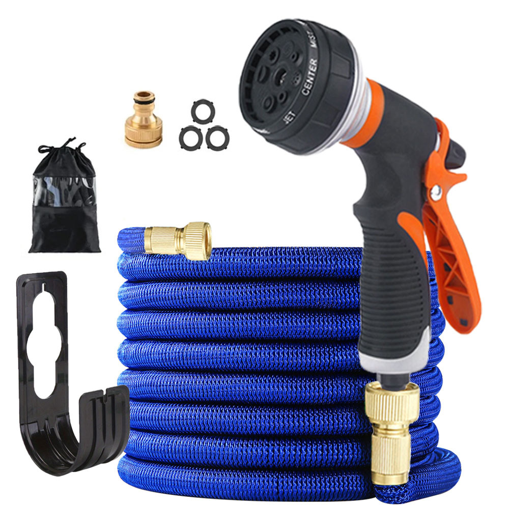 Dehnbarer Gartenschlauch 25ft (7,5m) - Komplettset Mit Halterung Und Tasche, Orange Auslösepistole-lsw