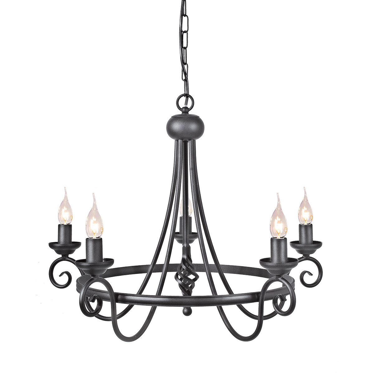 Elstead Harlech - 5 Light Chandelier Black Finish