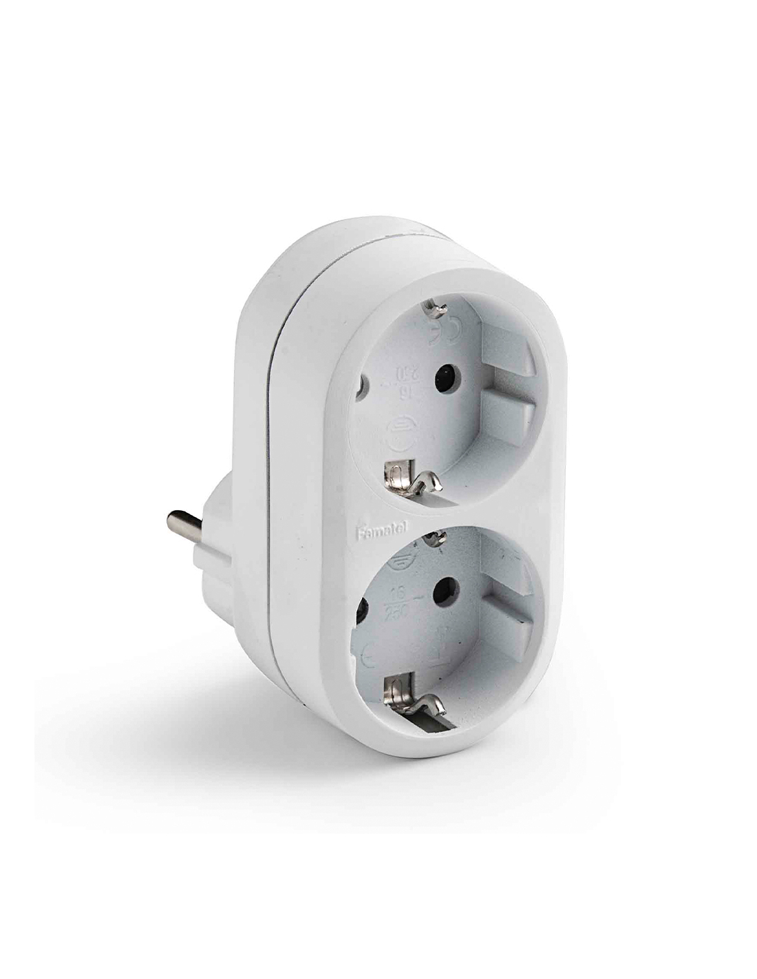 Doppelter Schuko-anpassungsteil 2p+t 16a 250v Mit Vorderem Einbau Weiß