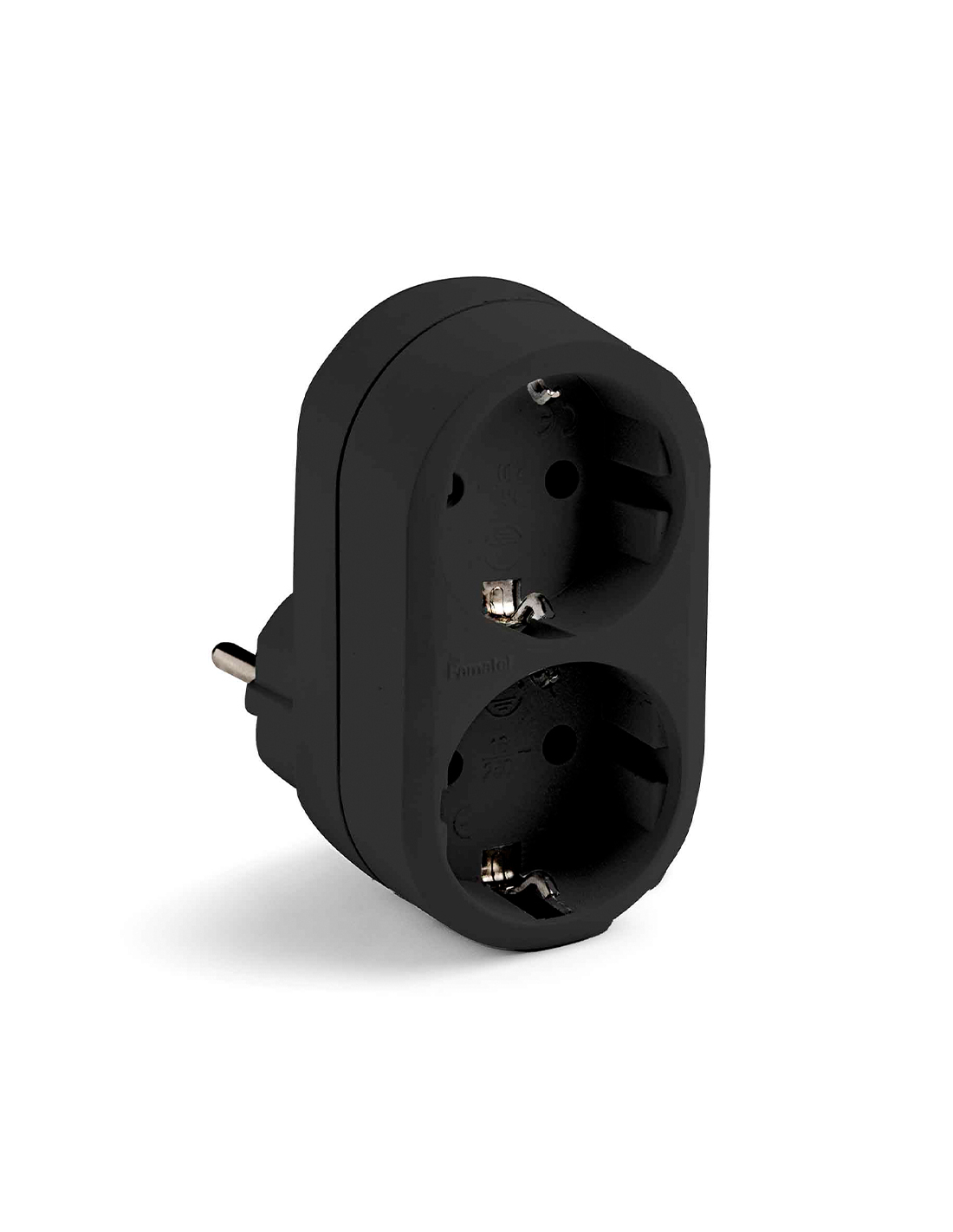 Doppel-schuko-adapter 2p+t 16a 250v Schwarz
