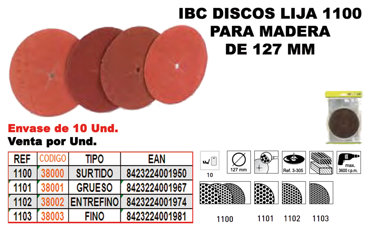 Ibc Finstock 127mm Schleifscheiben Für Holz - 10 Stück
