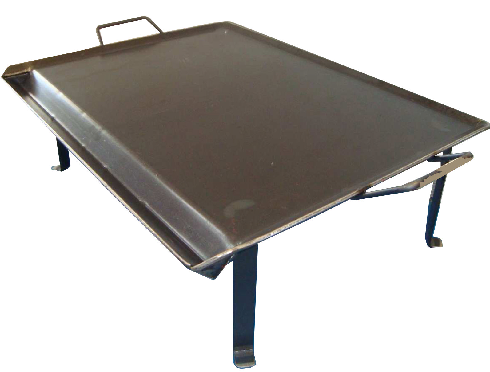 Grillplatte Aus Stahl 4 Mm Mit 2 Griffen Und Beinen