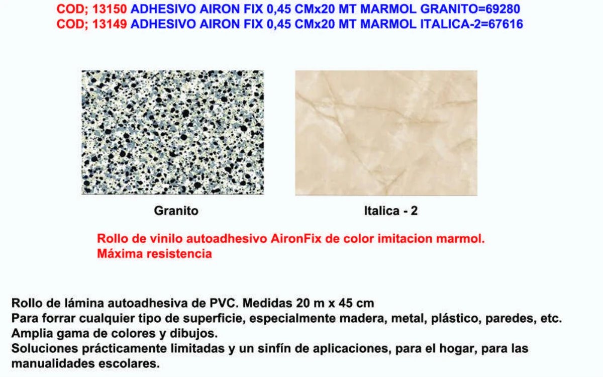 Airon Fix Kleber 0,45 Cm X 20 M Granit Marmor 69280