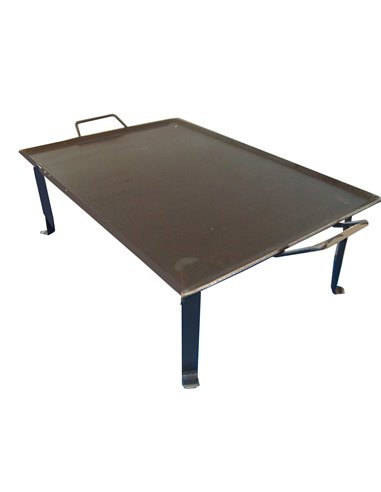 Grillplatte Aus 4-mm-stahl Mit 2 Metallgriffen Und Fettfreien Beinen 50x33