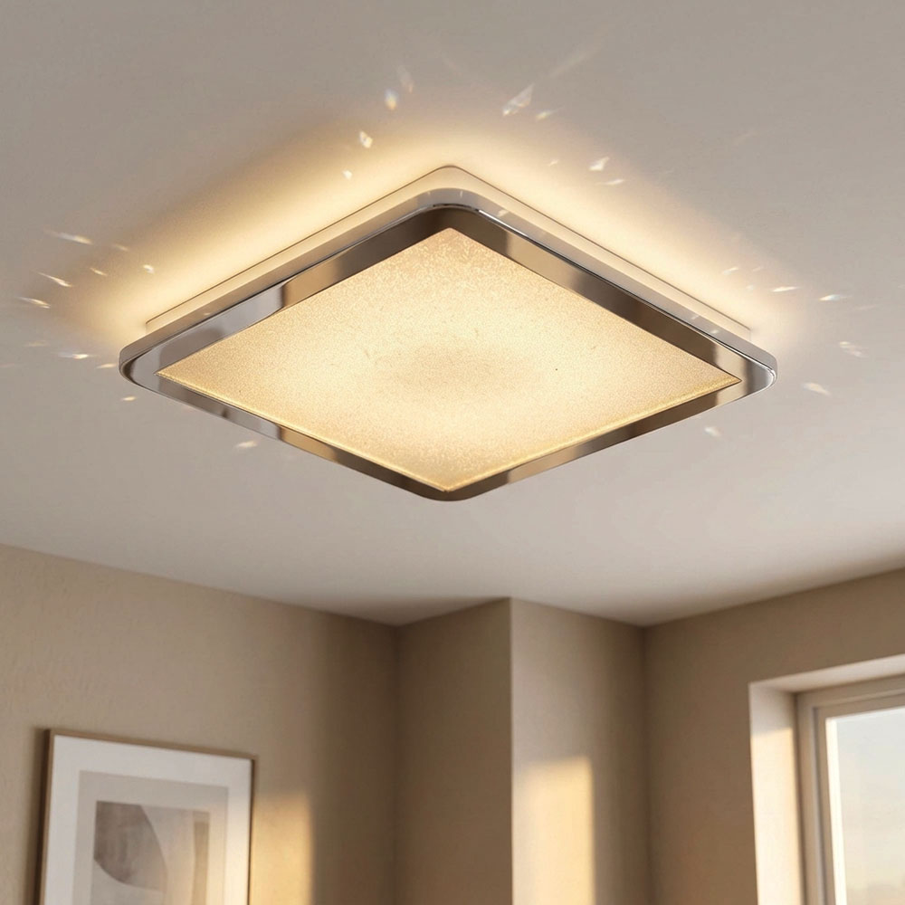 Led Deckenpanel Deckenleuchte Flurlampe Cct-schaltung Silber Metall 40x40 Cm