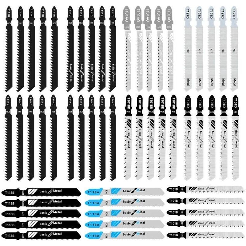 55 Lames De Scie Sauteuse T-shaft - Pour Bois, Pvc - Compatible Bosch, Dewalt, Makita - Coupe Précise
