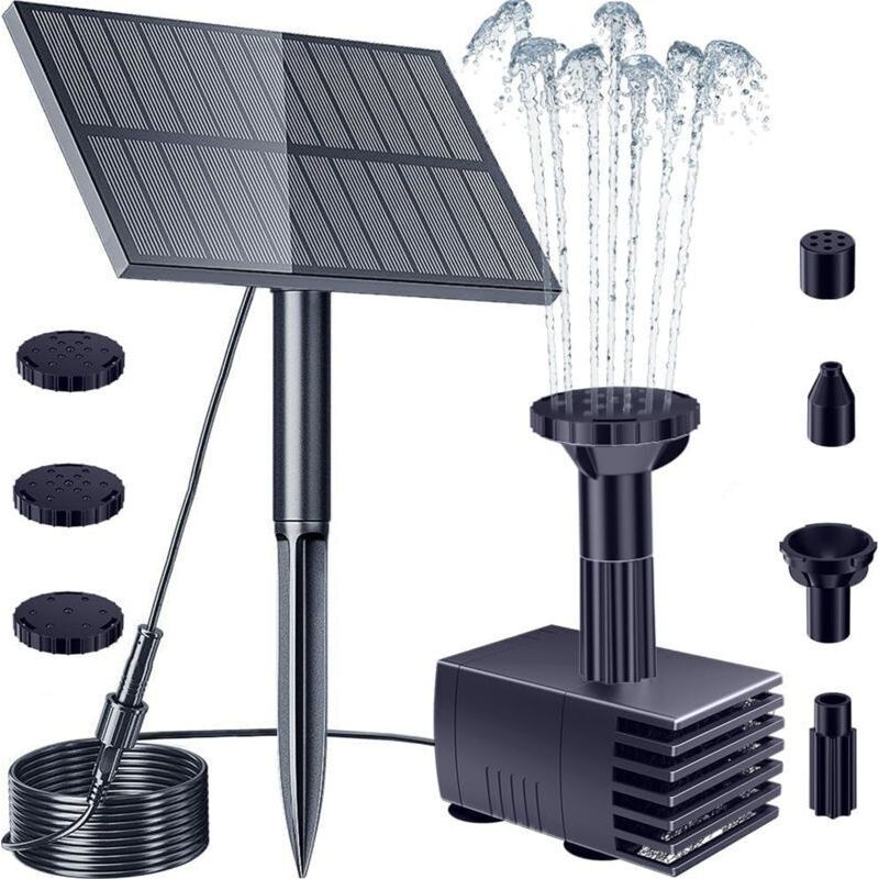 Fontaine Solaire Carrée 1.5w - Prise Au Sol - Pour Cour Et Rocaille - Aménagement Paysager Aquatique