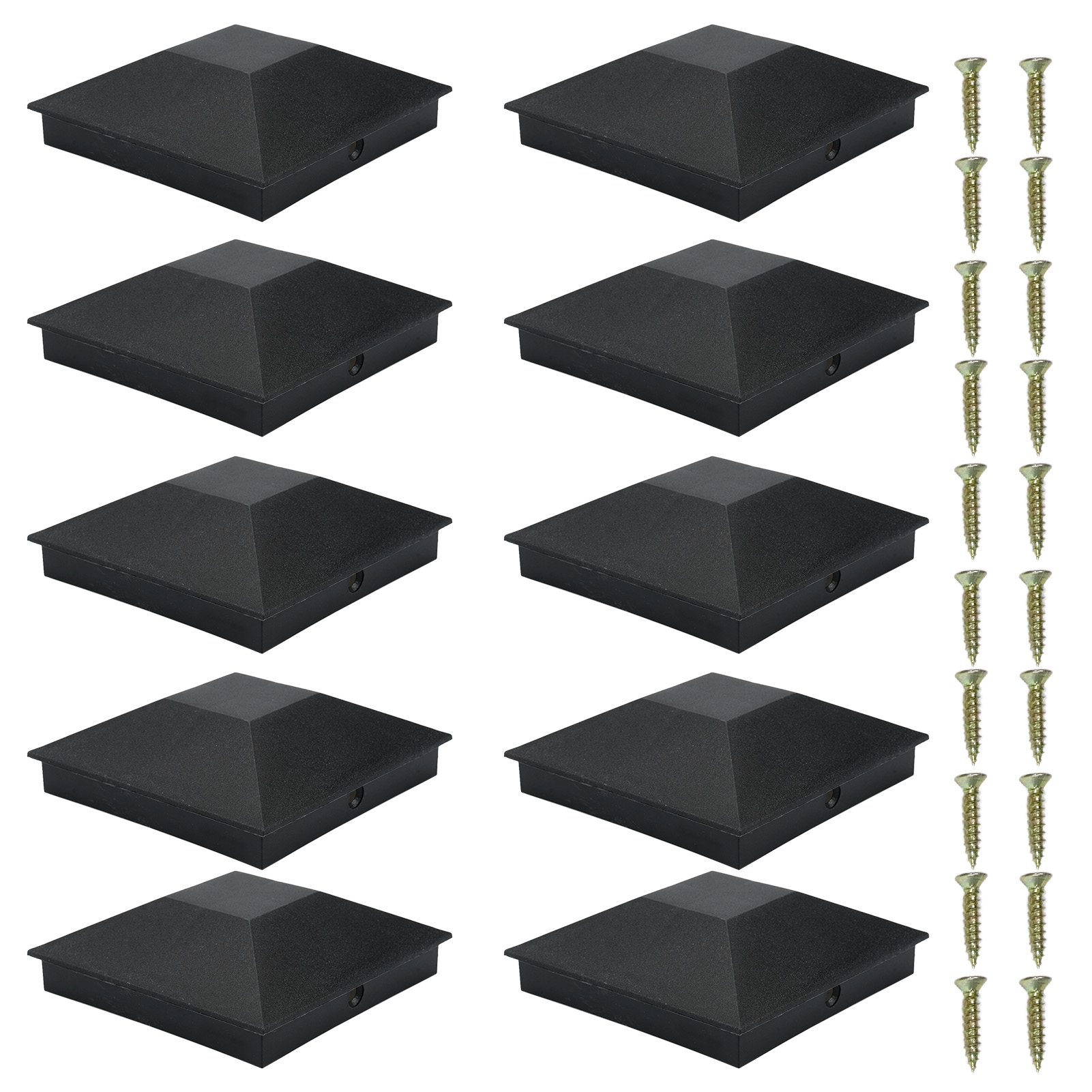 Wood Fence Post Caps 10 Pack – 102x102mm 4x4 Inch Uv Water Resistant Plastic – Protects Posts From Cracking Rotting – Outdoor Post Covers