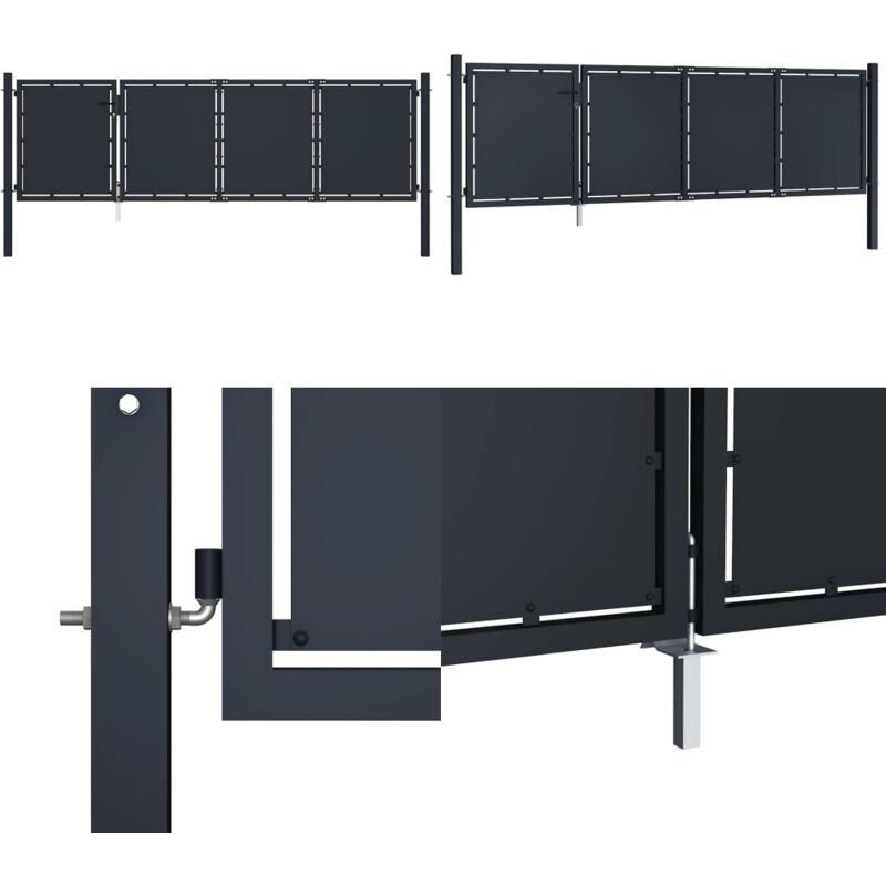 Gartentor Stahl 350 X 75 Cm Anthrazit - Vidaxl