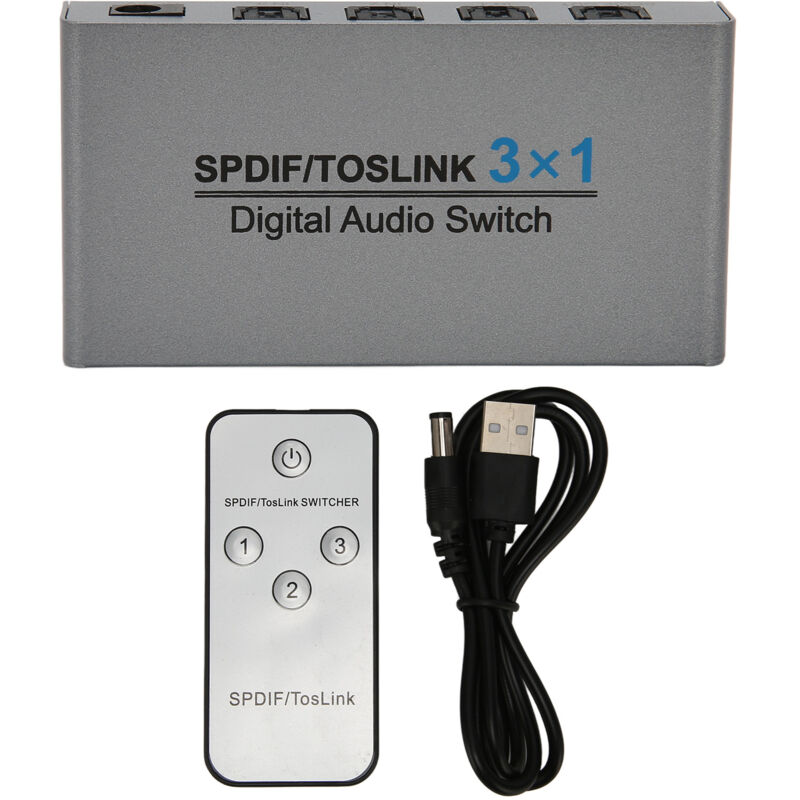 Commutateur Audio Numérique Optique Spdif/toslink 3 Entrées/1 Sortie Avec Télécommande Pour Ps5, Xbox Et Tv Hd