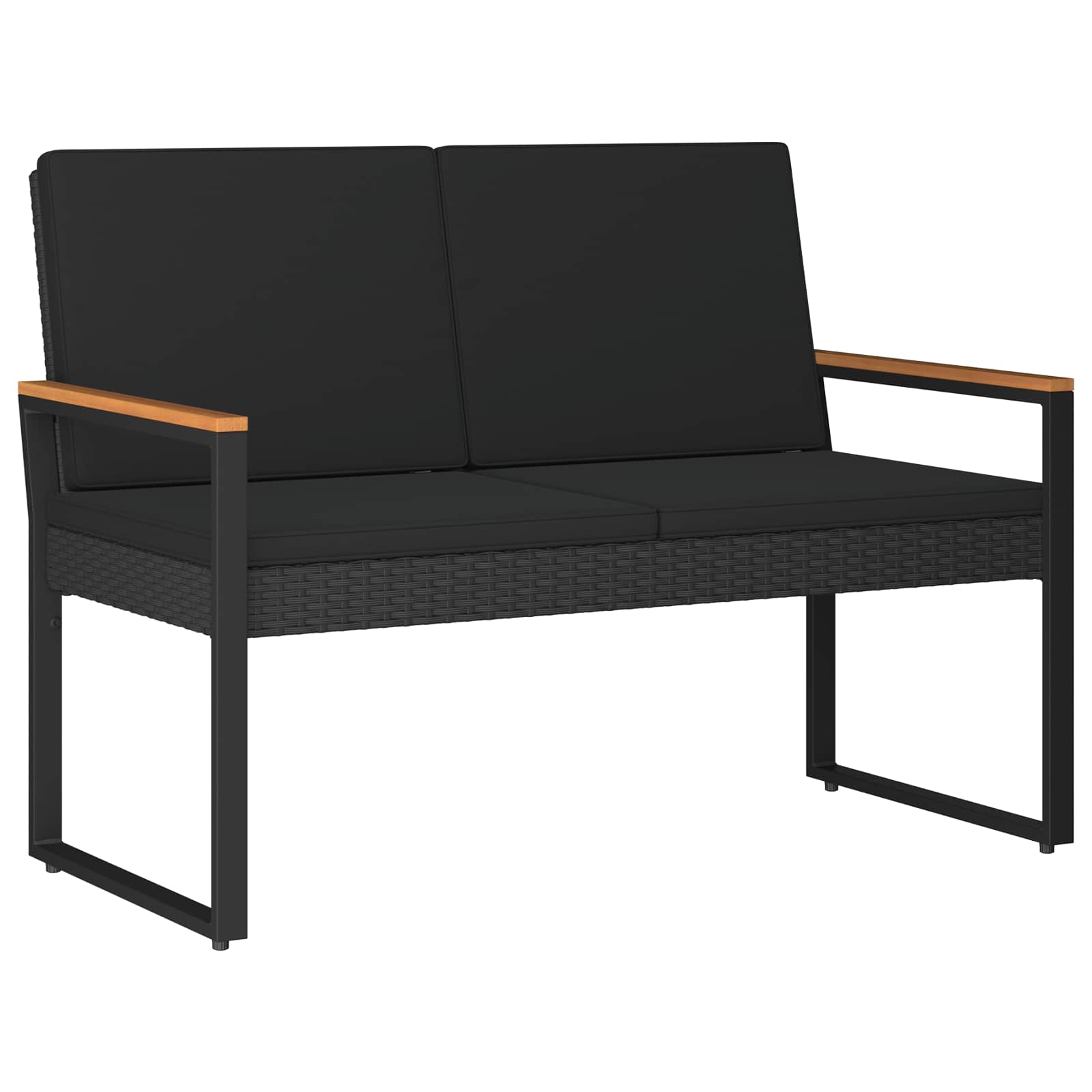 Bank Outdoor 2 -seater 107 X 61 X 80 Cm Poly-rattan Schwarz Vidaxl