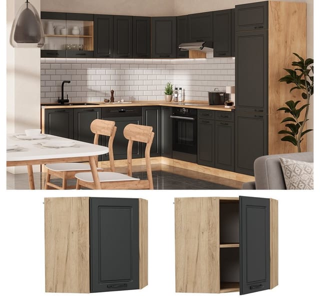 Vicco - Eckhängeschrank R-line, Anthrazit Landhaus, 57 Cm
