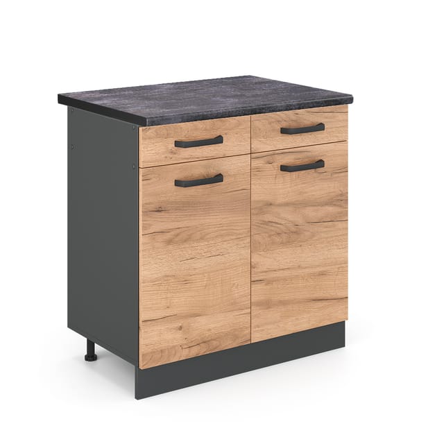 Vicco - Küchenunterschrank R-line, Goldkraft Eiche, 80 Cm , Ap Anthrazit