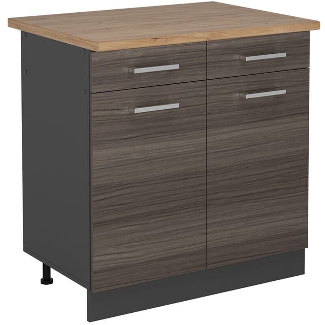 Vicco - Küchenunterschrank R-line, Edelgrau, 80 Cm , Ap Eiche