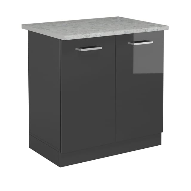 Vicco - Küchenunterschrank R-line, Anthrazit Hochglanz, 80 Cm Ap Marmor
