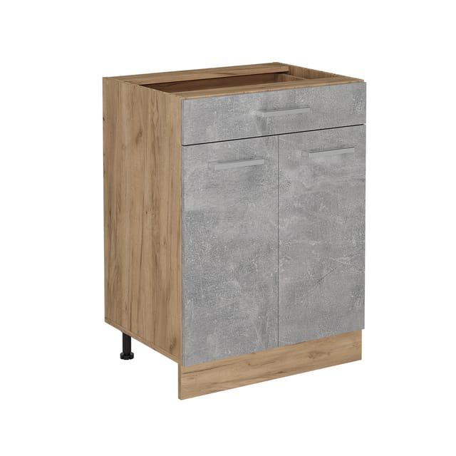Küchenunterschrank R-line, Beton, 60 Cm Mit Schublade, Ohne Arbeitsplatte Vicco