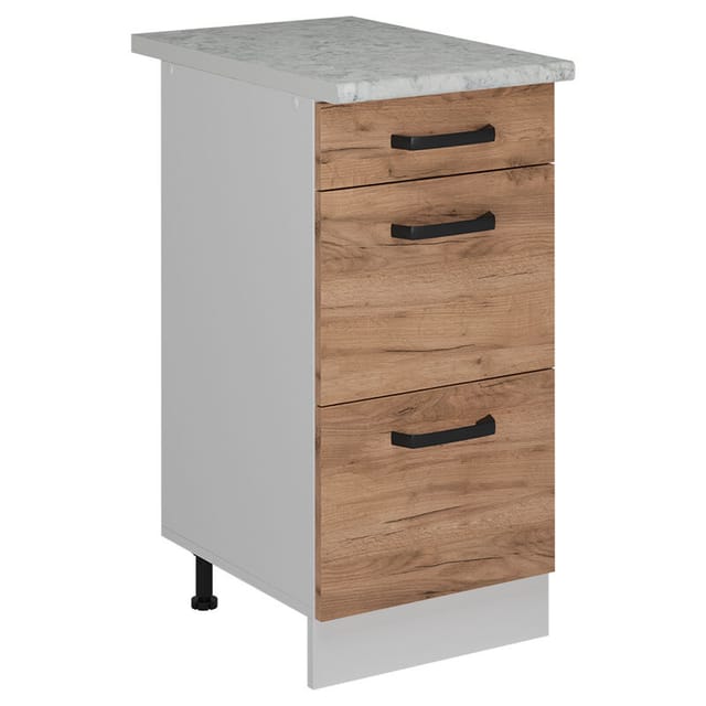 Vicco - Schubladenschrank R-line, Goldkraft Eiche, 40 Cm Ap Marmor