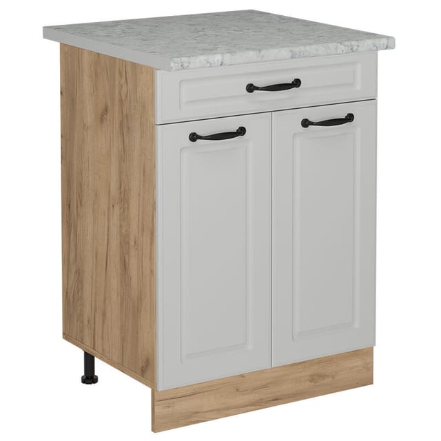 Vicco - Küchenunterschrank R-line, Weiß Landhaus, 60 Cm Ap Marmor