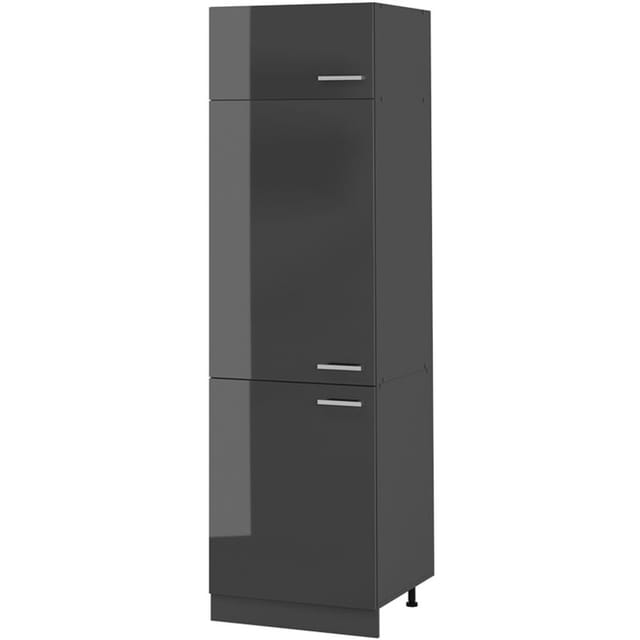 Vicco - Kühlumbauschrank R-line, Anthrazit Hochglanz, 60 Cm