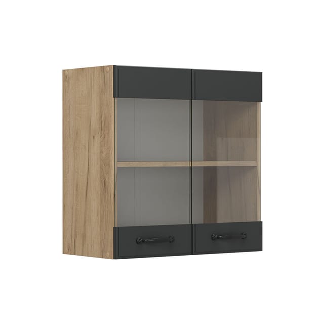 Vicco - Küchenglashängeschrank R-line, Anthrazit Landhaus, 60 Cm
