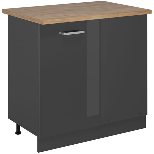 Eckunterschrank R-line, Anthrazit Hochglanz, 86 Cm , Ap Eiche, Vicco