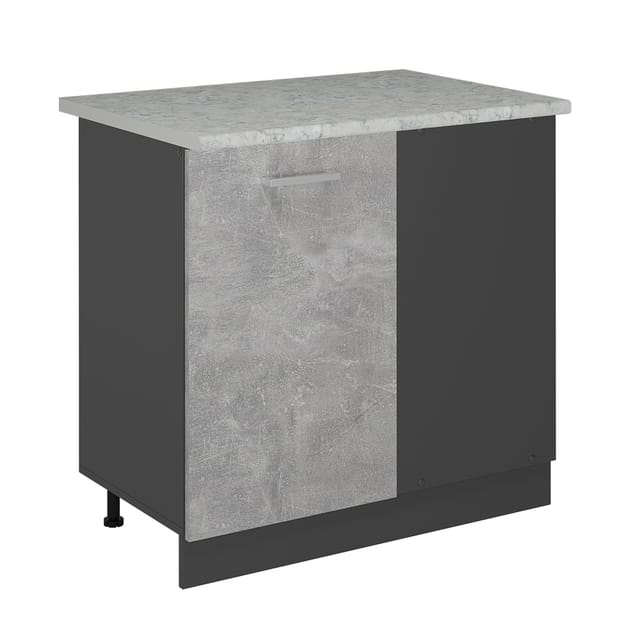 Eckunterschrank R-line, Beton, 86 Cm Ap Marmor, Vicco