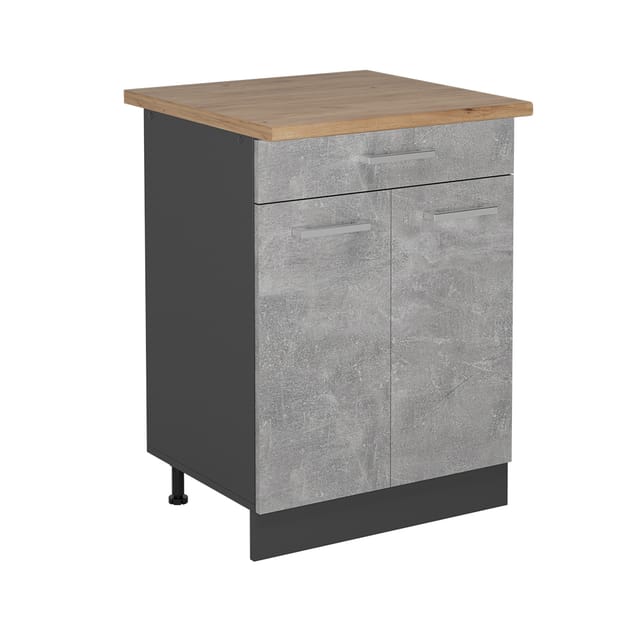 Vicco - Küchenunterschrank R-line, Beton, 60 Cm , Ap Eiche