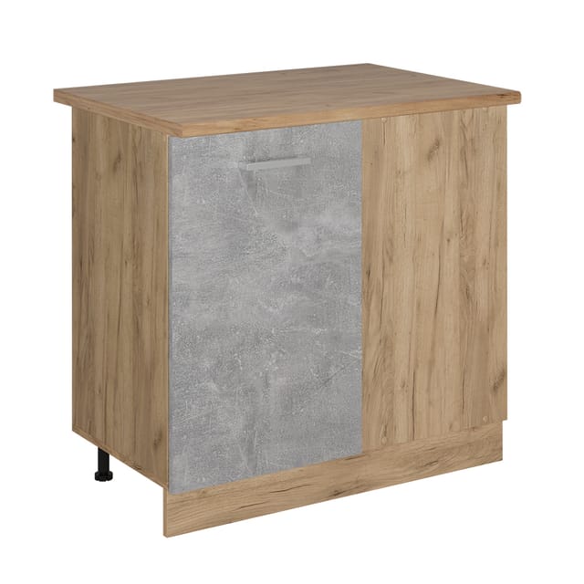 Vicco - Eckunterschrank R-line, Beton, 86 Cm , Ap Eiche
