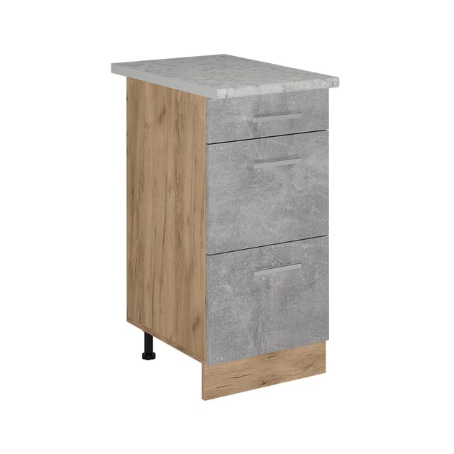Vicco - Küchenunterschrank R-line, Beton, 40 Cm Mit Schubladen, Ap Marmor