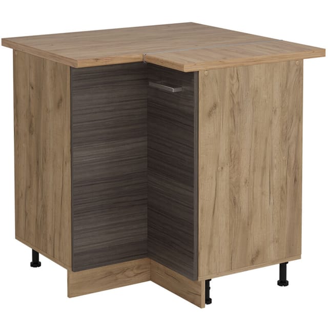 Vicco - Eckunterschrank R-line, Edelgrau, 75.6 Cm , Ap Eiche