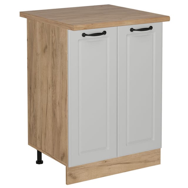 Vicco - Küchenunterschrank R-line, Weiß Landhaus, 60 Cm , Ap Eiche