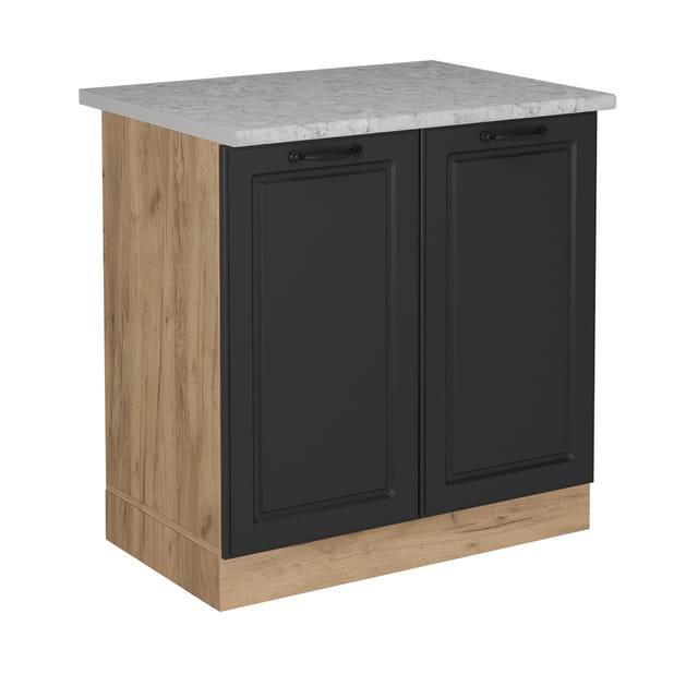 Vicco - Küchenunterschrank R-line, Anthrazit Landhaus, 80 Cm Ap Marmor
