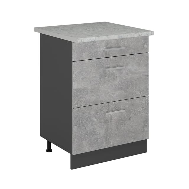 Vicco - Küchenunterschrank R-line, Beton, 60 Cm Mit Schubladen, Ap Marmor