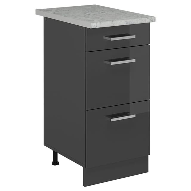 Vicco - Küchenunterschrank R-line, Anthrazit Hochglanz, 40 Cm Ap Marmor