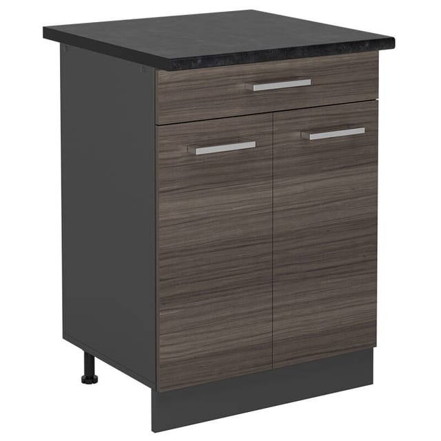 Küchenunterschrank R-line, Edelgrau, 60 Cm , Ap Anthrazit, Vicco