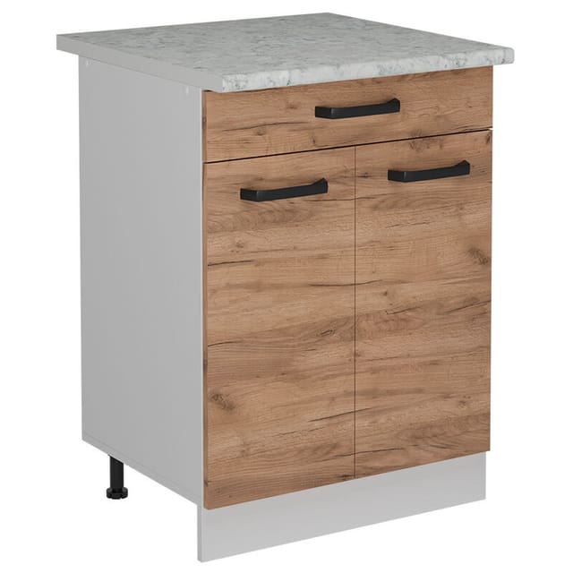 Vicco - Küchenunterschrank R-line, Goldkraft Eiche, 60 Cm Ap Marmor