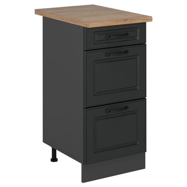 Küchenunterschrank R-line, Anthrazit Landhaus, 40 Cm Mit Schubladen, Ap Eiche Vicco