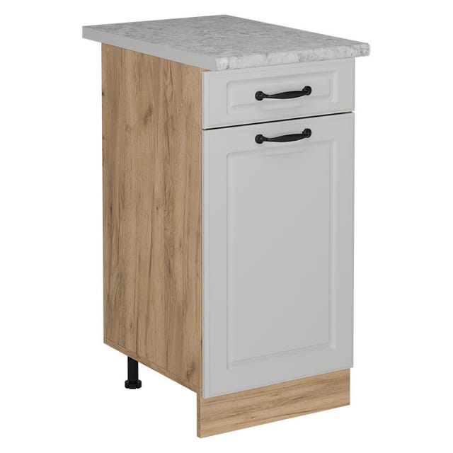 Küchenunterschrank R-line, Weiß Landhaus, 40 Cm Ap Marmor, Vicco