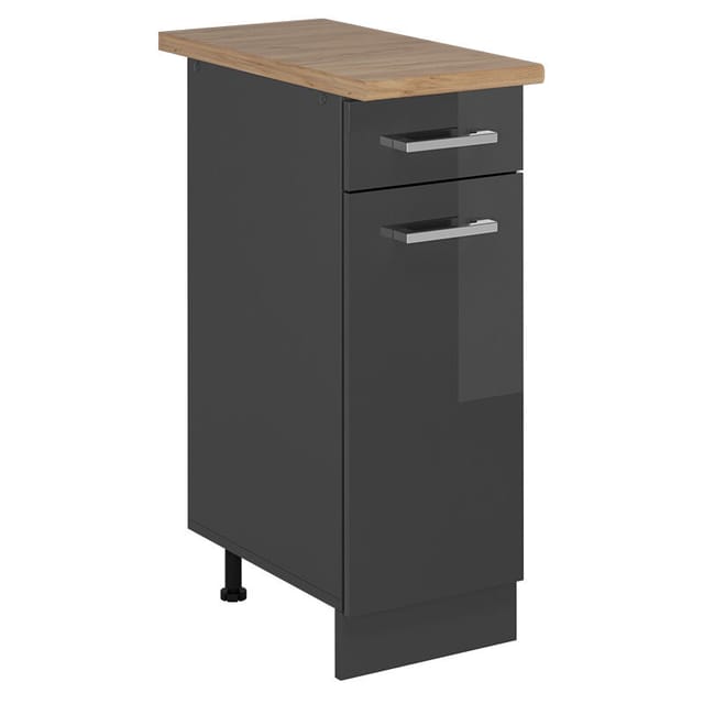 Küchenunterschrank R-line, Anthrazit Hochglanz, 30 Cm , Ap Eiche Vicco
