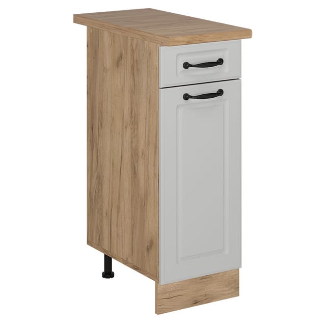 Vicco - Küchenunterschrank R-line, Weiß Landhaus, 30 Cm , Ap Eiche