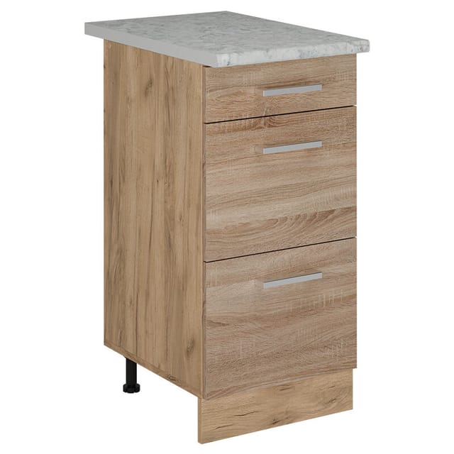 Vicco - Küchenunterschrank R-line, Sonoma, 40 Cm Mit Schubladen, Ap Marmor