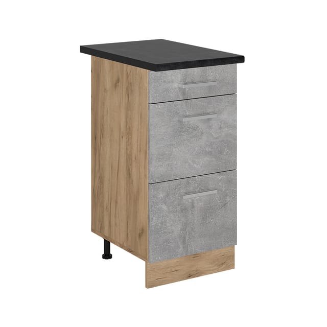 Vicco - Küchenunterschrank R-line, Beton, 40 Cm Mit Schubladen, Ap Anthrazit