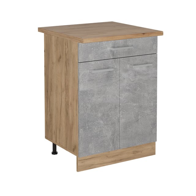 Vicco - Küchenunterschrank R-line, Beton, 60 Cm Mit Schublade, Ap Eiche
