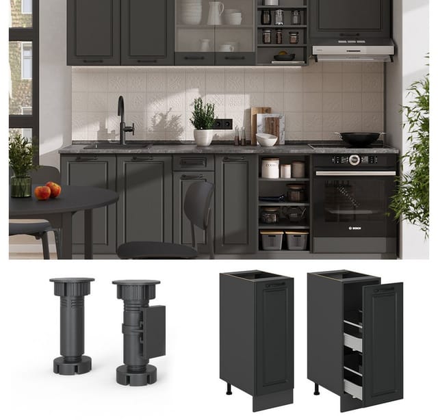 Vicco - Apothekerschrank R-line, Anthrazit Landhaus, 30 Cm Ohne Arbeitsplatte