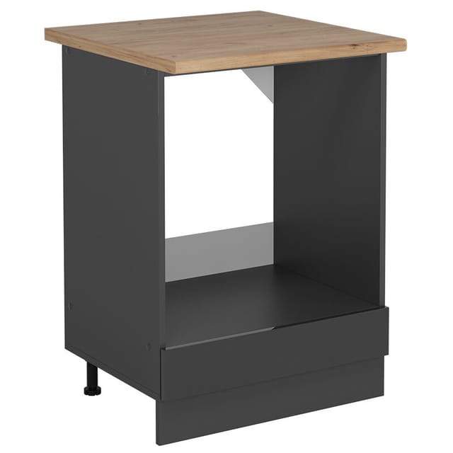 Vicco - Herdumbauschrank R-line, Anthrazit Hochglanz, 60 Cm , Ap Eiche