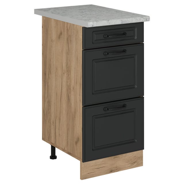 Küchenunterschrank R-line, Anthrazit Landhaus, 40 Cm Mit Schubladen, Ap Marmor Vicco