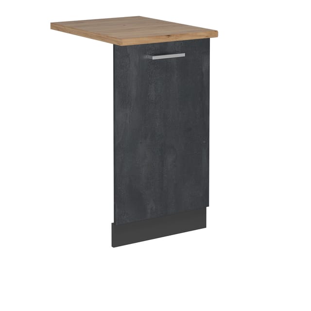 Vicco - Geschirrspülblende R-line, Schwarz Beton, 45 Cm , Ap Eiche