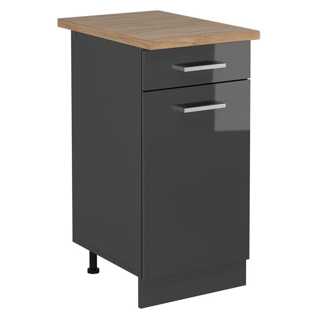 Vicco - Küchenunterschrank R-line, Anthrazit Hochglanz, 40 Cm , Ap Eiche